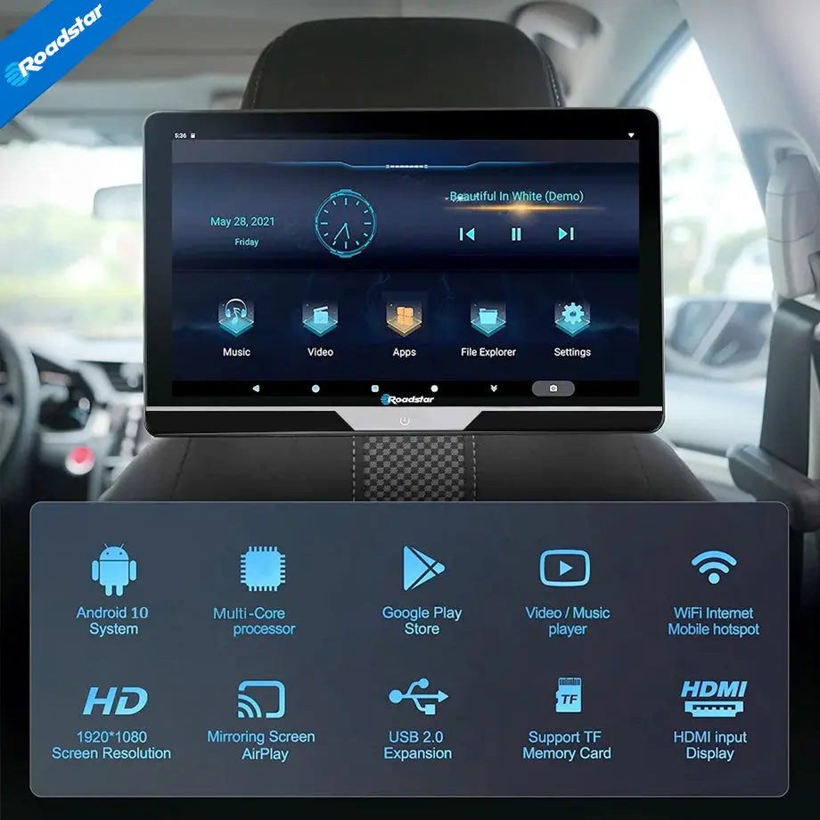 12.1" Roadstar Android Entertainment Headrest Tablet Screens