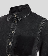 RUFFLED HEM DENIM DRESS