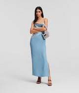 COWL NECK SATIN MIDI DRESS