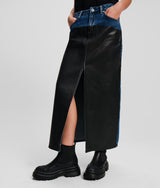 BLOCKED DENIM SKIRT