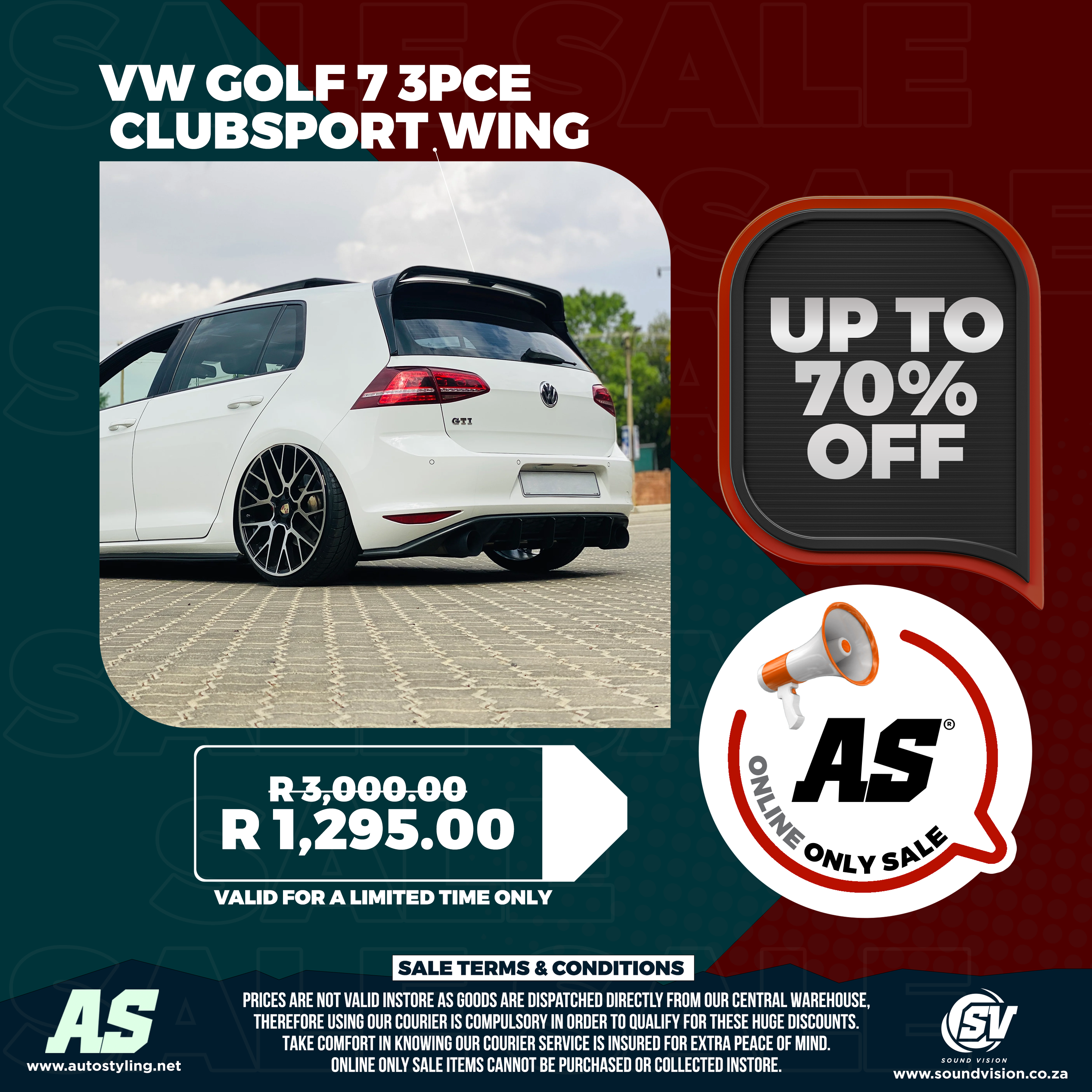 VW GOLF 7 3PCE CLUBSPORT WING