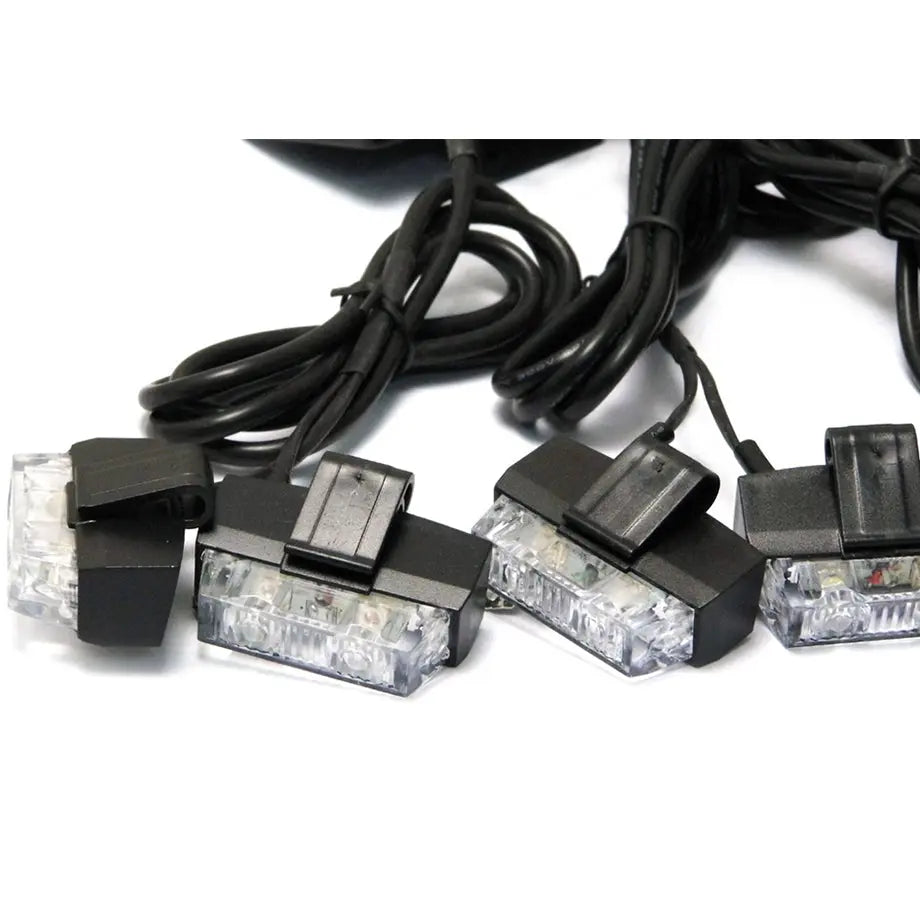 Universal 8-Piece Grille Mount  Emergency Strobe Light Kit - White