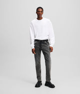 MIXED-MATERIAL TAPERED JEANS