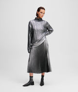 METALLIC PLEATED SKIRT