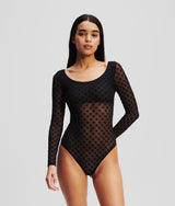 MONOGRAM LONG-SLEEVED MESH BODYSUIT