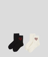 K/HEART RHINESTONE SOCKS – 2-PACK