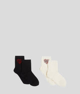 K/HEART RHINESTONE SOCKS – 2-PACK