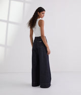 CONTRAST STITCH WIDE-LEG JEANS