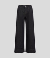 CONTRAST STITCH WIDE-LEG JEANS