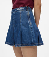 Pleated denim mini skirt