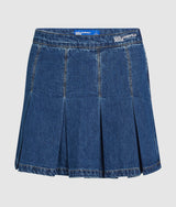 Pleated denim mini skirt
