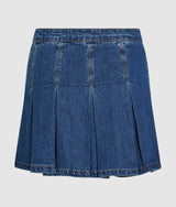 Pleated denim mini skirt