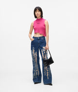 Distressed mid-rise relaxed jeans