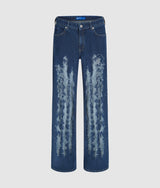 Distressed mid-rise relaxed jeans