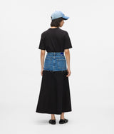 Denim panel maxi skirt