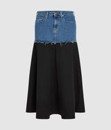 Denim panel maxi skirt