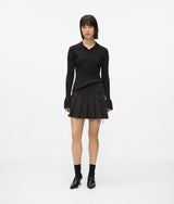 Pleated tie-detail mini skirt
