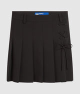 Pleated tie-detail mini skirt