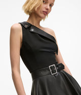 One-shoulder biker dress
