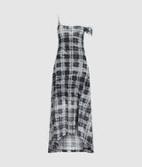 Checked mesh maxi dress