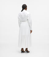 Pleated panel shirt dress