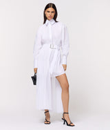 Pleated panel shirt dress