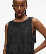 Faux leather fringe dress