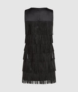 Faux leather fringe dress