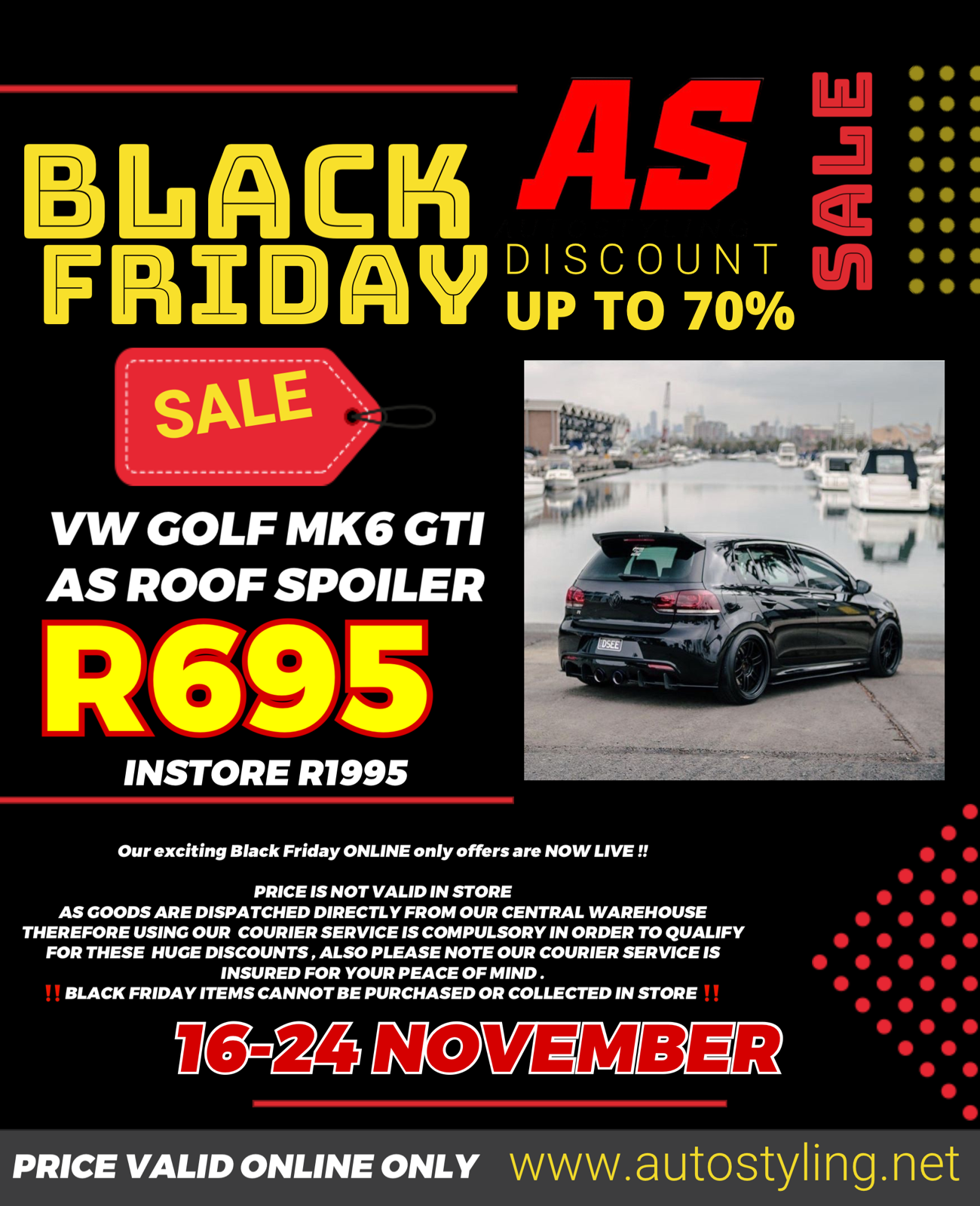 VW GOLF 6 GTI AS STYLE ROOF SPOILER