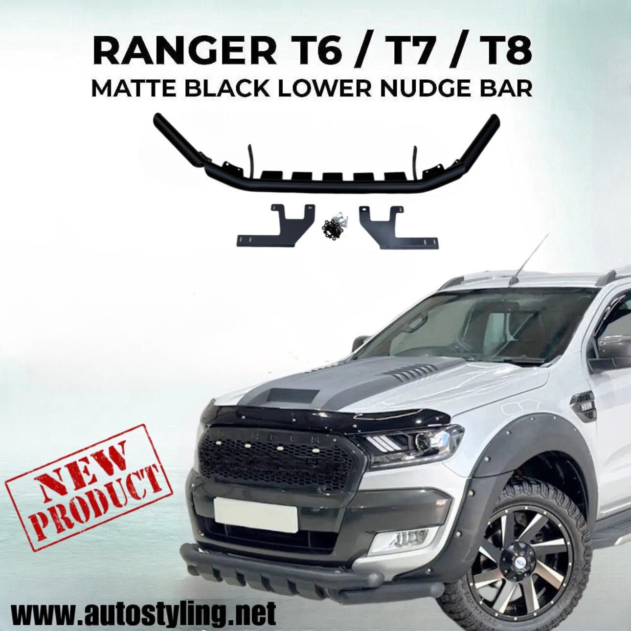 BUMPER GUARD / NUDGE BAR BLACK FITS T6/T7 FORD RANGERS 2012-2021