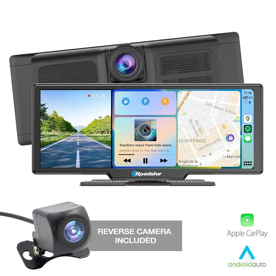 Roadstar - 10.26 Inch 2-Way DVR Camera Screen With Apple Carplay & Android Auto