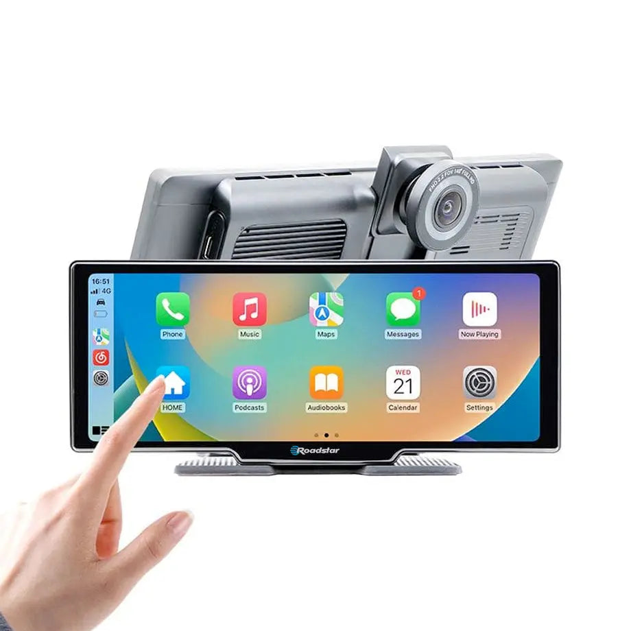 Roadstar - 10.26 Inch 2-Way DVR Camera Screen With Apple Carplay & Android Auto