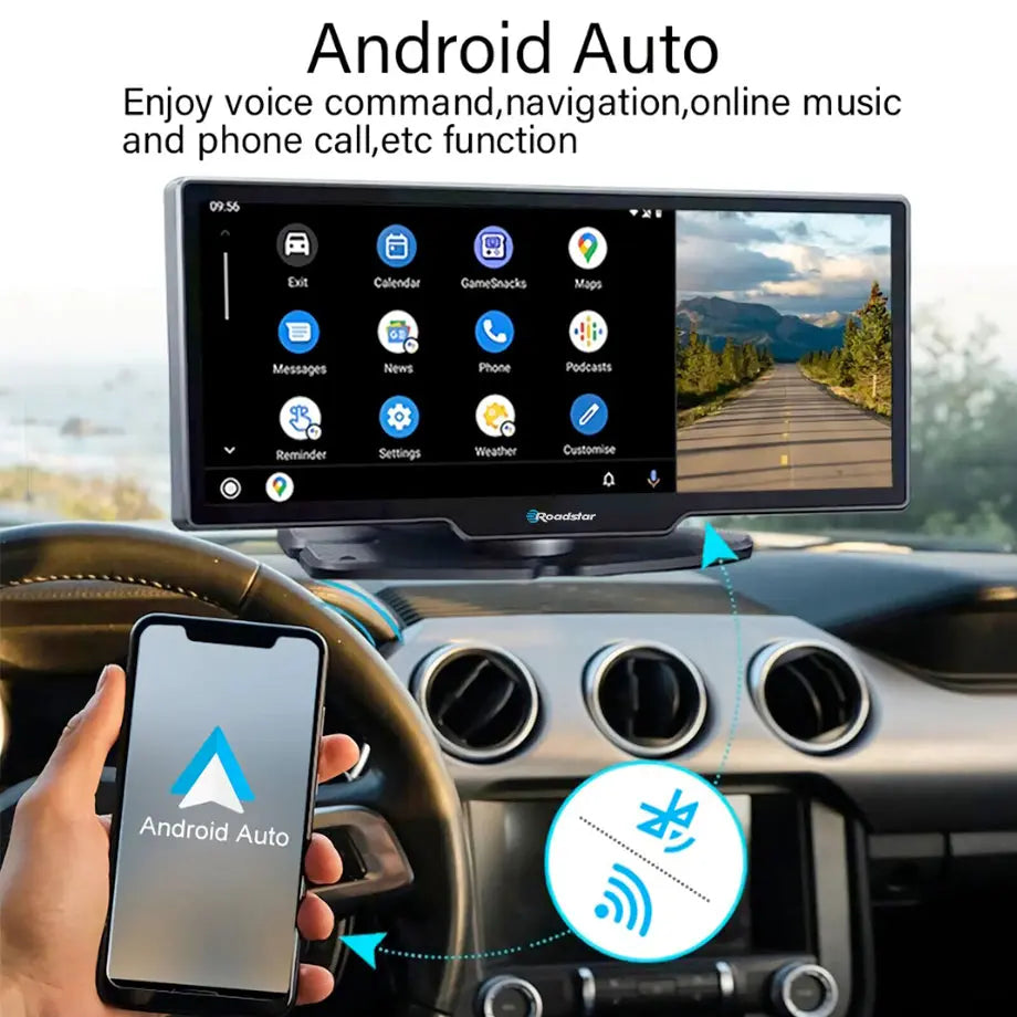 Roadstar - 10.26 Inch 2-Way DVR Camera Screen With Apple Carplay & Android Auto