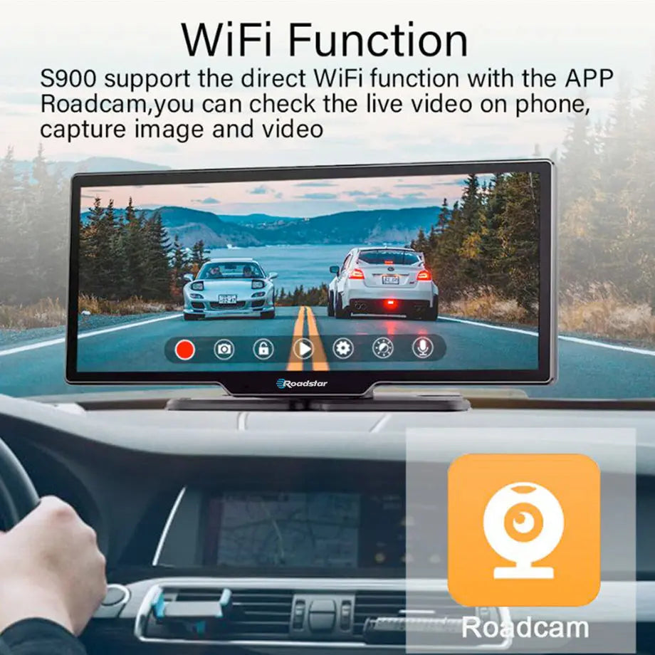 Roadstar - 10.26 Inch 2-Way DVR Camera Screen With Apple Carplay & Android Auto