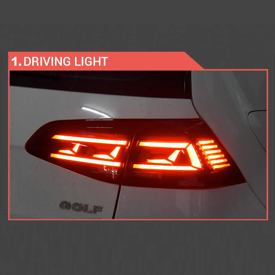 Suitable To Fit - VW Golf 7 / 7.5 IQ Style Smoked Red LED Sequential Taillights