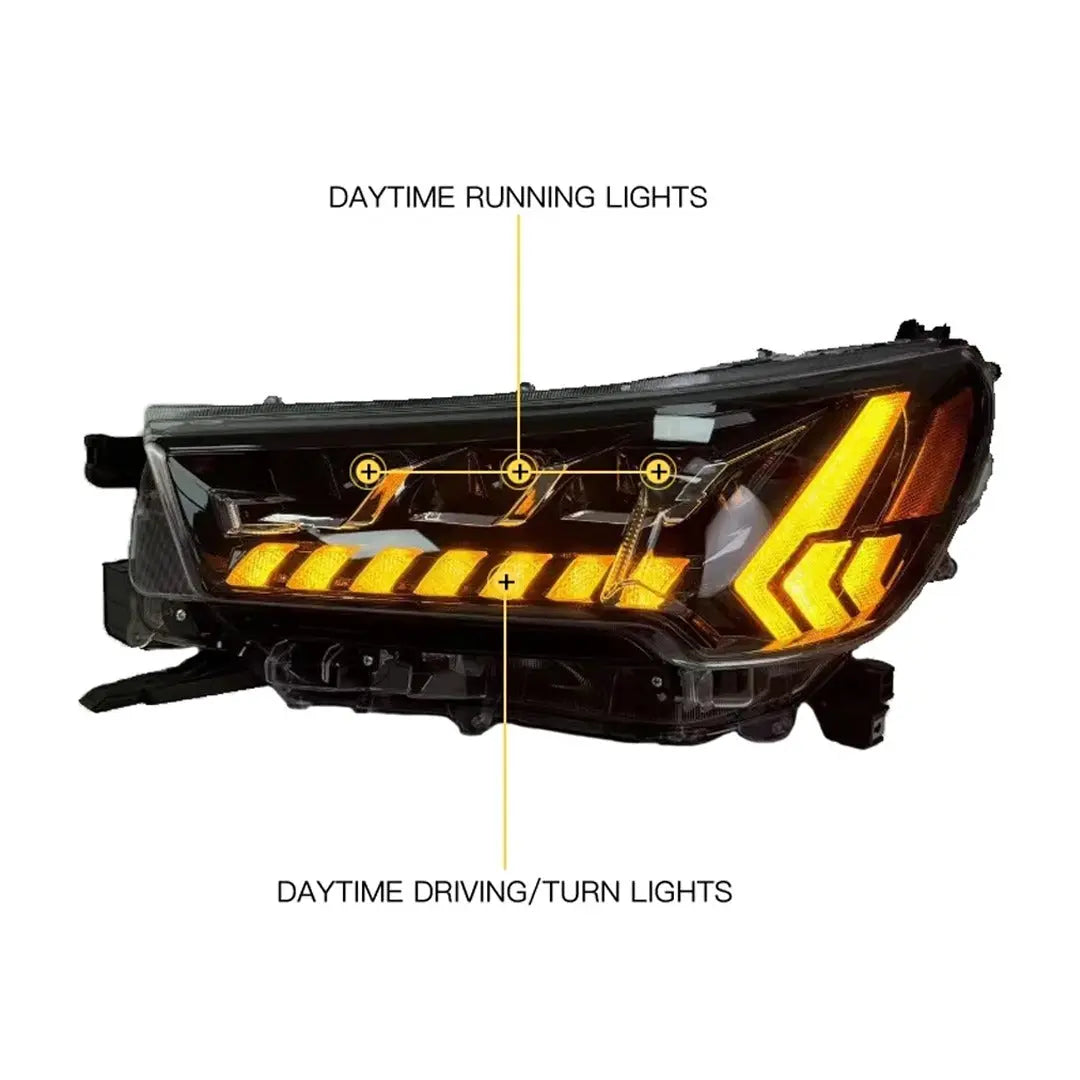 Toyota Hilux Revo (20-On) LED Projector Upgrade Headlights With Sequential Indicator